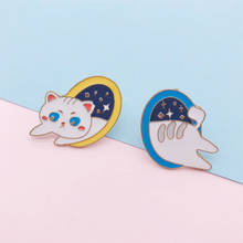 Cartoon Animal Enamel Pins Cute cat through the door of time and space Brooch Button Badge Bag Clothes For Kids Friends Trinket 2024 - buy cheap