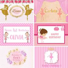 GFUITRR Ballerina Photography Backdrop Gold Dancing Girls Happy Birthday Baby Shower Photo Background Pink Vinyl Photo Props 2024 - buy cheap