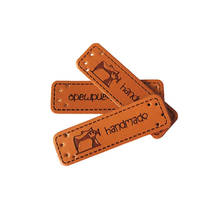 Etiquetas de cuero Pu hechas a mano para coser ropa, con logotipo de máquina de coser para bufandas, etiqueta de cuero para ropa, 1,5x5,0 cm 2024 - compra barato