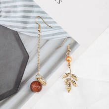 Creative Asymmetric Gold Long Earrings Geometry Leaf Bead Earrings for Women's Romantic Valentine's Day Gift 2024 - buy cheap