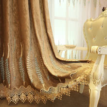 Cortina bordada de folhas nórdicas, cortina luxuosa simples e moderna para sala de estar, quarto com sombreamento e tecido bordado personalizado 2024 - compre barato