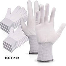 EHDIS 100 Pairs White Labor Antislip Nylon Gloves Vinyl Film Car Wrap Sticker Install Window Cleaning Gloves Window Tints Tool 2024 - buy cheap