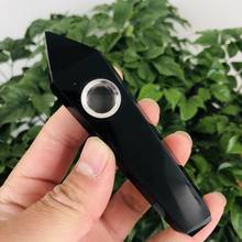 MOKAGY 10cm Wholesale Black Obsidian Quartz Tobacco Crystal Smoking Pipe 1pc 2024 - buy cheap