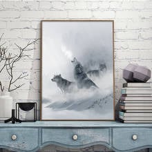 Snow Mountain Wolf Landscape Poster Nordic Style Canvas Art Print Painting Wall Picture for Living Room Modern Home Decor 2024 - buy cheap