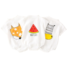 2021 детская одежда для новорожденных Комбинезоны для младенцев с мультяшным лисьим арбузом комбинезон для девочек ручной работы с вышивкой комбинезон одежда для малышей 2024 - купить недорого
