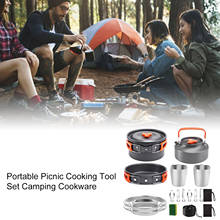 Conjunto de utensílios de panelas de acampamento inoxidável ultra-leve ao ar livre picnictableware acampamento caminhadas cozinhar pote piquenique conjunto 2024 - compre barato