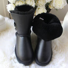Nueva moda de cuero genuino de piel de oveja botas de nieve Australia clásico Natural botas de piel para mujeres zapatos de mujer zapatos de invierno cálido botas 2024 - compra barato