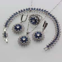 AAA+ European And American Fashion Dinner Accessories  Silver Color Blue Cubic Zirconia Big Jewelry Sets For Women 2024 - buy cheap