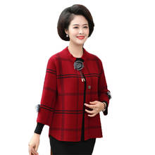 Middle-aged Women Sweater Coat New Fashion Mom Knit Cardigan Female Short lattice knitting Sweater Jacket Plus Size Outerwear 2024 - buy cheap