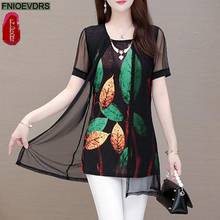 New Summer American Style Women Faux Two Piece Casual Fashion Printing Lady Top Long Peplum Elegnt Blouses 2024 - buy cheap