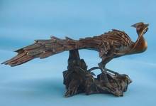 10" China Bronze Phoenix Juno Bird Bring Riches Honour Peony Statue 2024 - buy cheap
