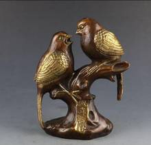 Медная Статуя Бронзовая позолоченная с двумя птицами двойное счастье подарки на свадьбу домашние Креативные украшения 2024 - купить недорого