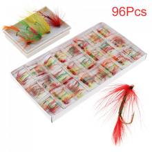 Kit de Señuelos de Pesca con caja, 96 unids/lote, cebo para trucha, mosca seca, ganchos de pesca, Streamer 2024 - compra barato