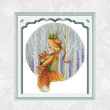 Princesa da floresta Lona 11ct 14ct Contados Cross-stitch Impresso Acessórios Bordados Feitos À Mão Needlework kits Ponto Cruz 2024 - compre barato