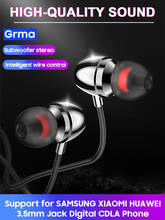 GRMA Heavy Bass Stereo 3.5mm In-ear Earphone Headset Mic Control Earbuds for Xiaomi Redmi Note 7 Pro HUAWEI P8 P9 P10 Mate 9 10 2024 - buy cheap