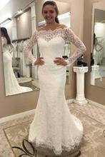 Lace Mermaid Long Sleeve Wedding Dress for Bride 2021 Off Shoulder Wedding Bridal Gowns Satin Vestido De Novia 2024 - buy cheap