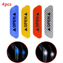 4Pcs/set Car Door Stickers Universal Safety Warning Mark OPEN High Reflective Tape Auto Driving Safety Door Reflective Strip 2024 - buy cheap