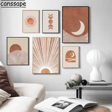 Abstract Landscape Sun Moon Wall Art Posters Scene Boho Canvas Print Paintings Mid Century Art Poster Wall Pictures Home Decor 2024 - buy cheap