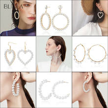 BLINLA Fashion Luxury Korean Round Gold Drop Dangle Earrings for Women Vintage Big pearl Geometric Ethnic Earrings 2019 Jewelry 2024 - buy cheap
