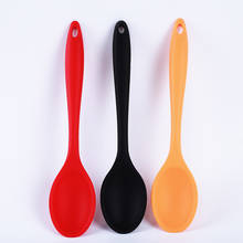 Silicone Long-handled Soup Spoon Solid Color Kids Spoon Kitchen Spoon Flatware Utensils Accessories 3 Color Food Grade Tools 2024 - buy cheap