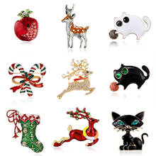 Rinhoo 1pc feliz natal broches para mulher multicolorido pintura a óleo de romã muleta meia broche bonito elk gato broche jóias 2024 - compre barato