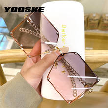 Yooske marca luxo óculos de sol de grandes dimensões feminino vintage quadrado gradiente óculos de sol liga chain frame design óculos de sol para senhoras 2024 - compre barato