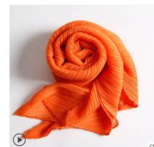 HOT SELLING Miyake fold fashion life pure color silk scarves IN STOCK 2024 - buy cheap