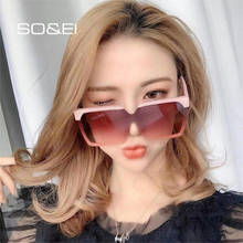 SO&EI Fashion Square One Piece Women Sunglasses Brand Designer Vintage Oversized Gradient Eyewear Men Nail Sun Glasses Shades 2024 - buy cheap