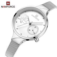 Naviforce relógio de pulso impermeável, relógio fashion feminino de prata de quartzo, relógios de pulso em aço inoxidável casual para mulheres 23, papel 2024 - compre barato