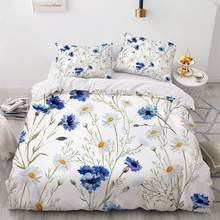 Juego de ropa de cama con diseño de flores 3D, edredón blanco, funda de almohada, juegos de cama nórdicos King, Queen y Twin 2024 - compra barato