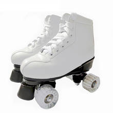 Skates de couro artificiais para homens e mulheres, sapatos de patins de duas linhas com 4 rodas em pu branco 2024 - compre barato