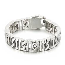 Pulseira masculina punk rock de prata, 15mm, vazada, hip hop, aço inoxidável, vintage, viking, pulseira de motoqueiro 2024 - compre barato