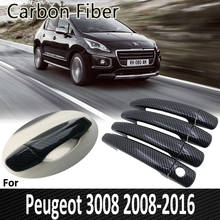 Black Carbon Fiber for Peugeot 3008 2008 2009 2010 2011 2012 2013 2014 2015 2016 Door Handle Cover Sticker Car Accessories 2024 - buy cheap