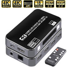Мини 4x1 4K HDMI переключатель аудио экстрактор с дугой и оптическим Toslink HDMI 2,0 переключатель 4K 60 Гц HDMI переключатель дистанционное управление для Apple TV PS4 2024 - купить недорого