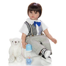 60 cm lifelike reborn criança menino bonecas macio silicone vinil reborn boneca do bebê vivo playmate brinquedo para o presente de aniversário do miúdo 2024 - compre barato