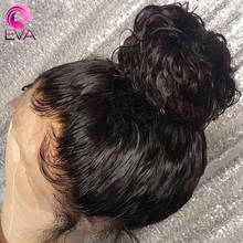 Peluca de cabello humano rizado con malla frontal para mujeres negras, pelo de bebé sin pegamento, nudos blanqueados, Remy brasileño, Eva 2024 - compra barato