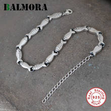 BALMORA 100% 925 Silver Fish Splicing Bracelets For Women Girl Lover Vintage Temperament Bracelet 17cm Brace Lace Jewelry Gift 2024 - buy cheap