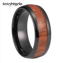 8mm Black Tungsten Carbide Rings Real Wood Inlay For Men Women Trendy Casual Wedding Band Never Fade Dome Polished Comfort Fit 2024 - buy cheap