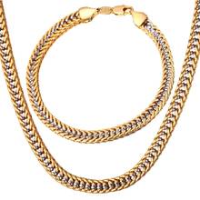Collare African Jewelry Sets For Men Two Tone Franco Link Chain Sets Wholesale Gold Color Bracelet Necklace Sets S182 2024 - buy cheap