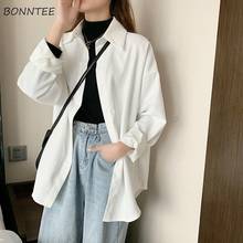 Shirts Women Solid Fall Fashion Loose Chic Office Ladies Elegant Simple Streetwear All-match Single-breasted Casual Design New 2024 - buy cheap