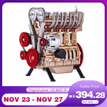 Teching-mini motor automotivo de metal dourado e vermelho, kit de montagem diy, brinquedo de presente para natal, 2020 2024 - compre barato