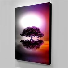 Modular Picture Reflection Purple Tree Canvas Painting Dream Beautiful Moon View Poster Modern Home Decor Bedroom Wall Art Frame 2024 - buy cheap
