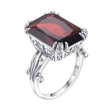 Szjinao 925 Sterling Silver Original Handmade Rings Square Garnet Gemstones Ring For Women Fine Jewelry Carve Engrave Anillos 2024 - buy cheap