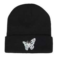 New Fashion Winter Knitted Beanie Hats Butterfly Embroidery Warm Ski Women's Hat Outdoor Skullies Caps Soft Cap Bonnet Men Women 2024 - buy cheap