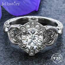 Jellystory anéis vintage de prata esterlina 925, joia fina com pedras preciosas de zircônia aaa, para casamento, noivado, festa, presente, atacado 2024 - compre barato