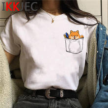 Shiba inu doge camiseta de verão feminina, camiseta estilo grunge harajuku kawaii, roupas de casal, camisetas gráficas 2024 - compre barato