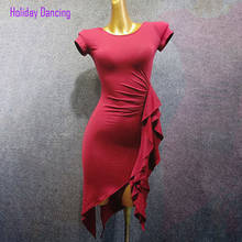 Women Latin Dance Dress Short Sleeve Wrinkle Design Dancing Practise Cloth Samba Tango Chacha Dancing Performamnce W336 2024 - buy cheap