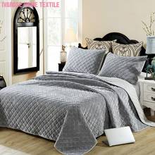 Solid Gray Color Luxury Velvet Super Soft Plush Diamond Tufted Quilted Bedspread Coverlet Bedding set Full Queen 3 Piece 2024 - buy cheap