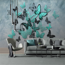 Papel tapiz fotográfico 8D, mural HD pintado a mano, mariposa estéreo 3D, fondo nostálgico, revestimiento de pared personalizado 2024 - compra barato