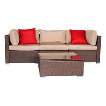 Muebles de Patio de grano de madera, juego de sofá esquinero de mimbre y Ratán, PE, para exteriores, 4 piezas 2024 - compra barato